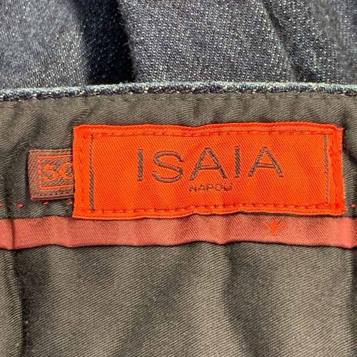 ISAIA Size 34 Blue Cotton Selvedge Twill Skinny Jeans