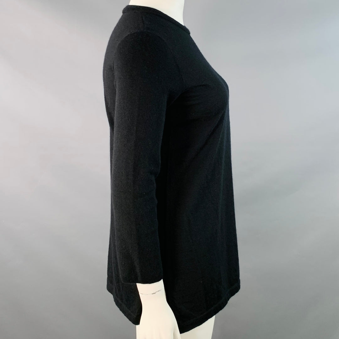 AKRIS Size 12 Black Cashmere Layered Crew Neck Pullover