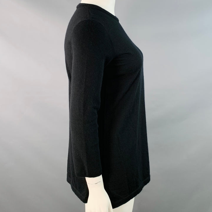 AKRIS Size 12 Black Cashmere Layered Crew Neck Pullover