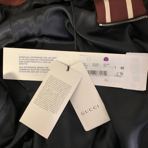 GUCCI Size XL Black Gold Burgundy Chain Print Viscose Silk Track Jacket