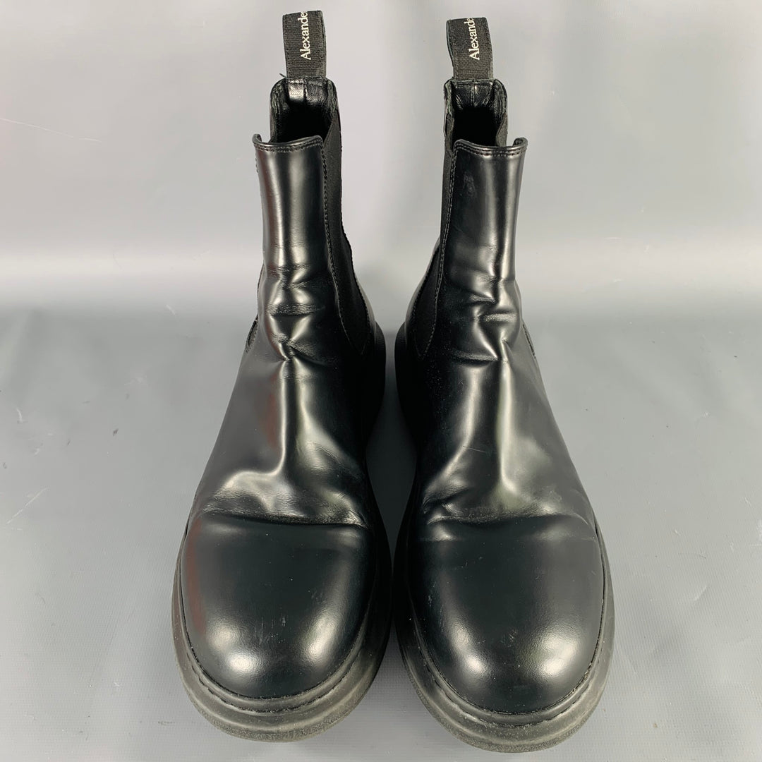 ALEXANDER MCQUEEN Size 9.5 Black Leather Platform Chelsea Boots