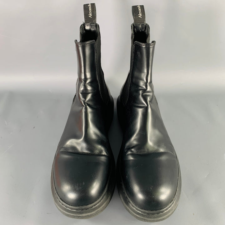 ALEXANDER MCQUEEN Size 9.5 Black Leather Platform Chelsea Boots