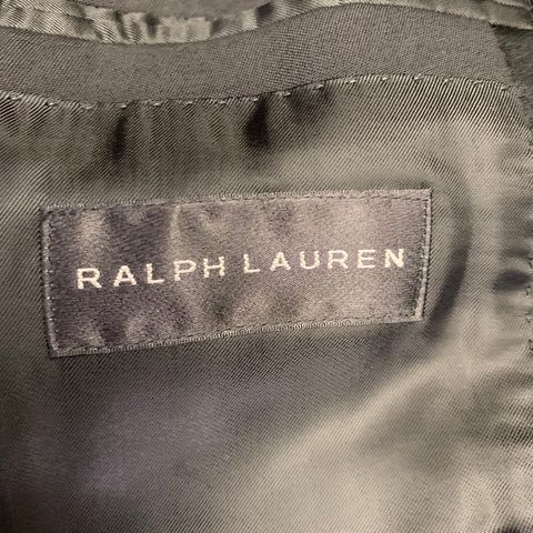 RALPH LAUREN Size 38 Short Black Wool Peak Lapel Tuxedo