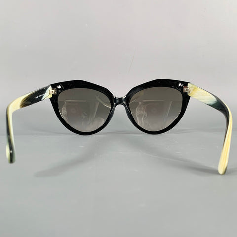 BALENCIAGA Black Yellow Acetate Cat Eye Sunglasses