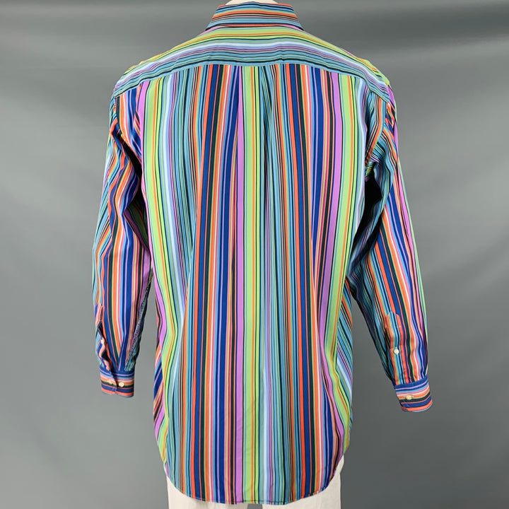 ETRO Camisa de manga larga con botones de algodón a rayas multicolor talla XL