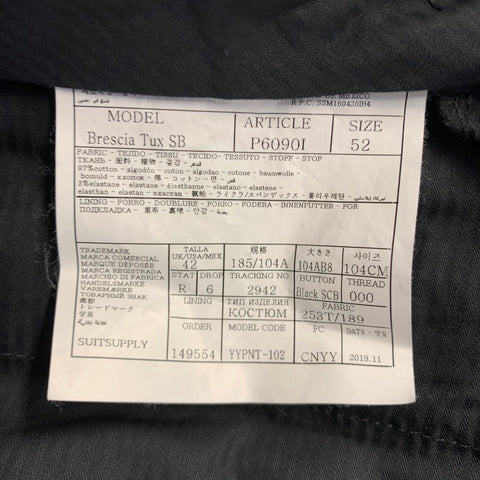 SUITSUPPLY Size 32 Black Seersucker Cotton Blend Tuxedo Dress Pants