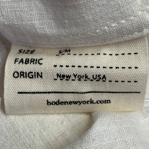 BODE Size S/M Cream Floral Embroidery Linen Two Pockets Long Sleeve Shirt