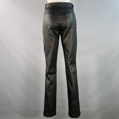 ALAN BILZERIAN Size 4 Black Lambskin Leather Flared Casual Pants