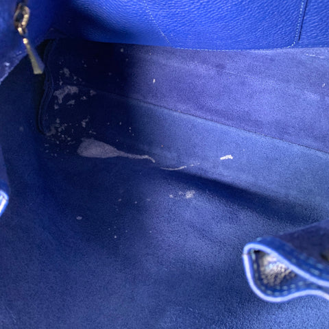 LONGCHAMP Blue Pebble Grain Leather Tote Handbag