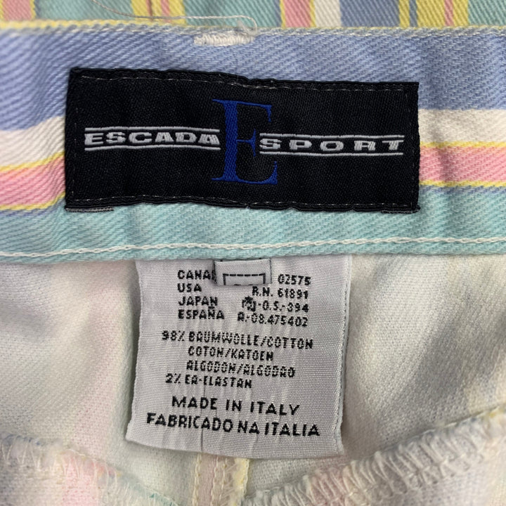 ESCADA Size M Blue Multi Color Cotton Blend Stripe Five Pockets Mini Skirt