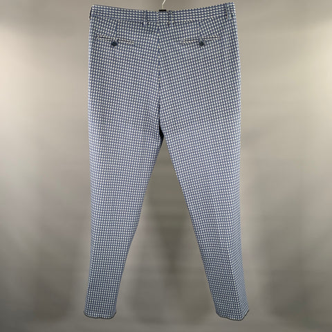 ETRO Size 42 Navy Blue Print Viscose Blend Flat Front Dress Pants