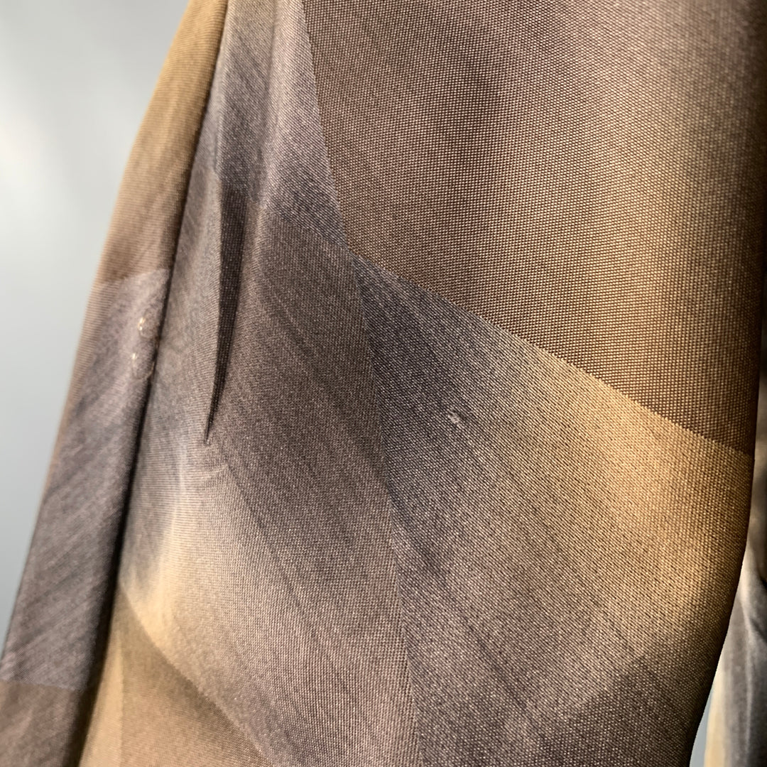 MARNI Size 2 Brown Beige Polyester Taffeta Diamond 3/4 Sleeves Dress