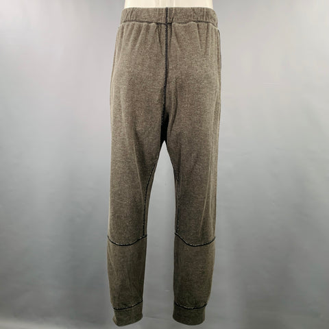 VOLLEBAK Taille L Gris Blanc Contraste Bordure Coton Chanvre Pantalon de survêtement Pantalon décontracté