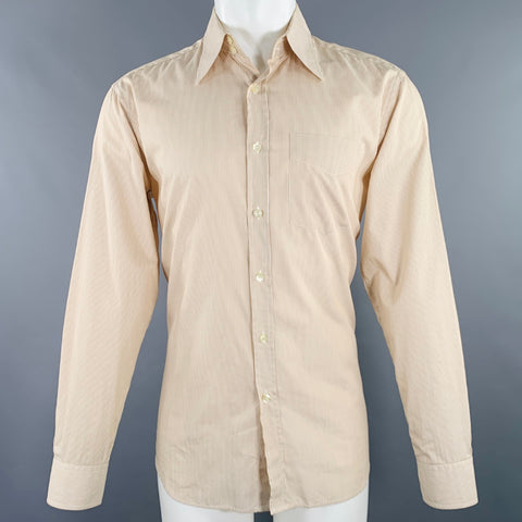 PAUL SMITH Size M Brown White Stripe Cotton Long Sleeve Shirt