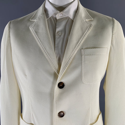 GIORGIO ARMANI Size 46 Beige Honeycomb Polyamide Elastane Sport Coat