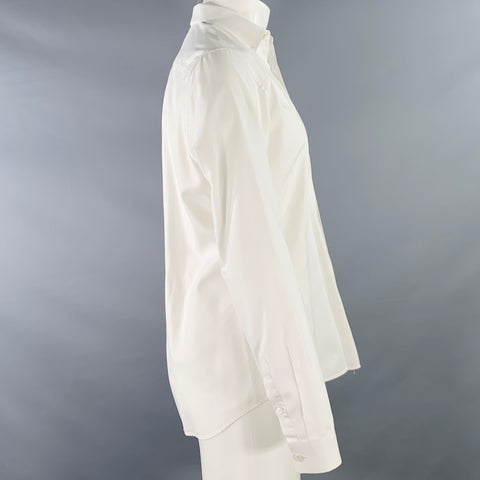 PRADA Size S White Cotton Button Down Collar One Pocket Long Sleeve Shirt