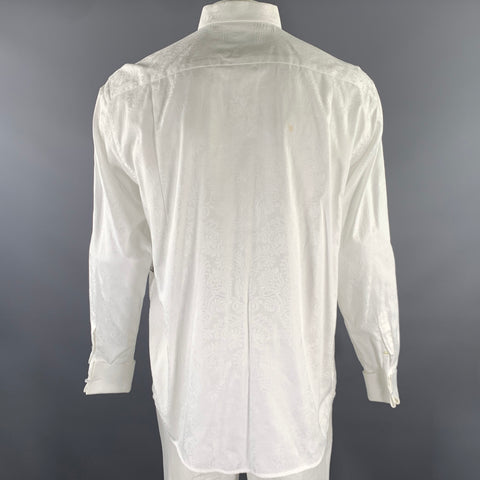 ETON Size L White Floral Pointed Collar Long Sleeve Shirt