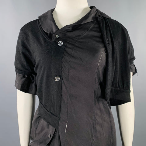 JUNYA WATANABE AW 2007 Size L Black Asymmetrical Short Sleeve Cardigan Dress