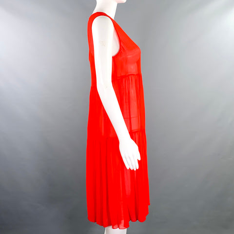 MAX MARA Size M Red See Through A-Line Dress