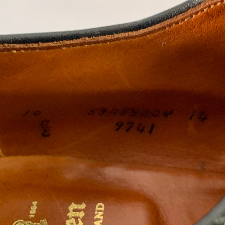 ALDEN Size 10 Black Perforated Cordovan Leather Wingtip Oxford Lace-Up Shoes