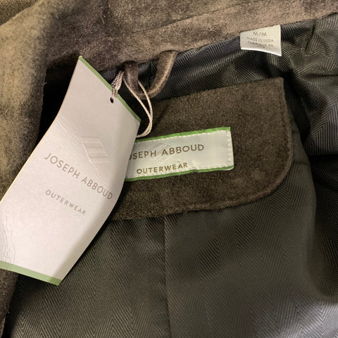 JOSEPH ABBOUD Size M Brown Leather Notch Lapel Jacket