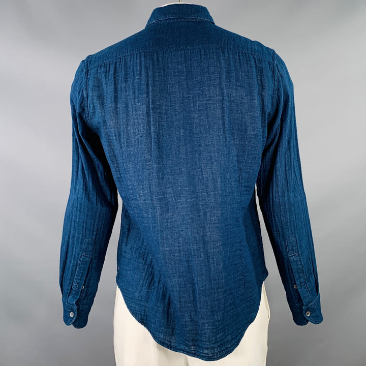 45rpm Size XL Indigo Blue Cotton One Pocket Long Sleeve Shirt