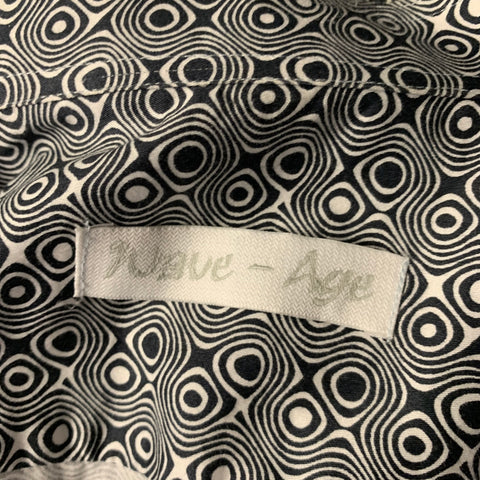 WAVE AGE Size L Black White Geometric  Button Up Long Sleeve Shirt