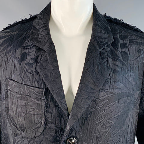 EDWARD CUMING Size M Black Tropical Jacquard Wool Blend Jacket