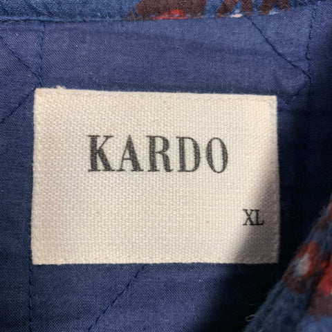KARDO Size XL Navy Burgundy Quilted Cotton Jacket