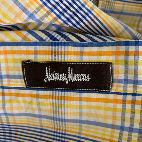 TURNBULL & ASSER Size L White Multi-Color Plaid Long Sleeve Shirt