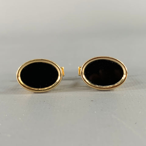 Boutons de manchette anciens or et onyx noir