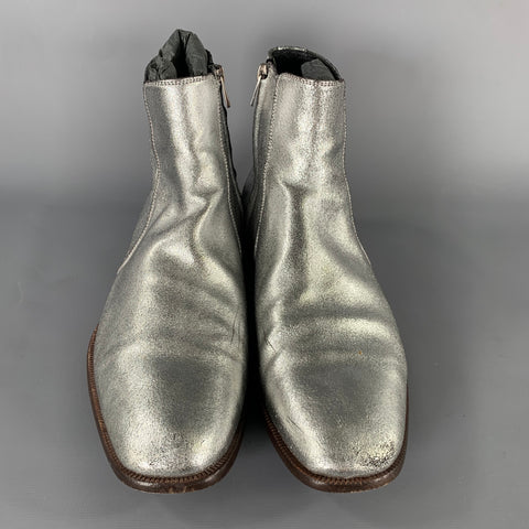 TOM FORD Taurus Size 7 Silver Metallic Leather Boots