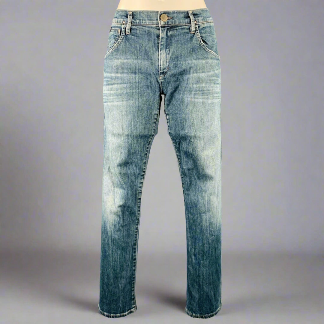 GOLDSIGN Size 27 Blue Cotton Blend Distressed Jeans