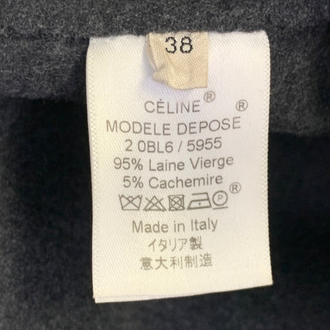 CELINE Vintage Size 6 Grey Charcoal Virgin Wool Cashmere Crew Neck Pullover