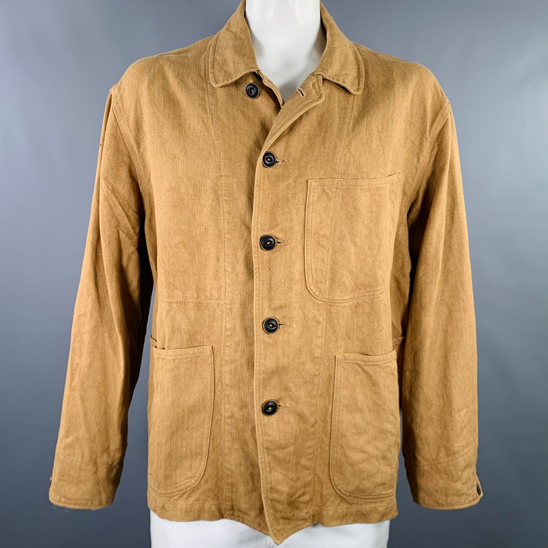 45rpm Size XXL Khaki Herringbone Linen Chore Worker Jacket