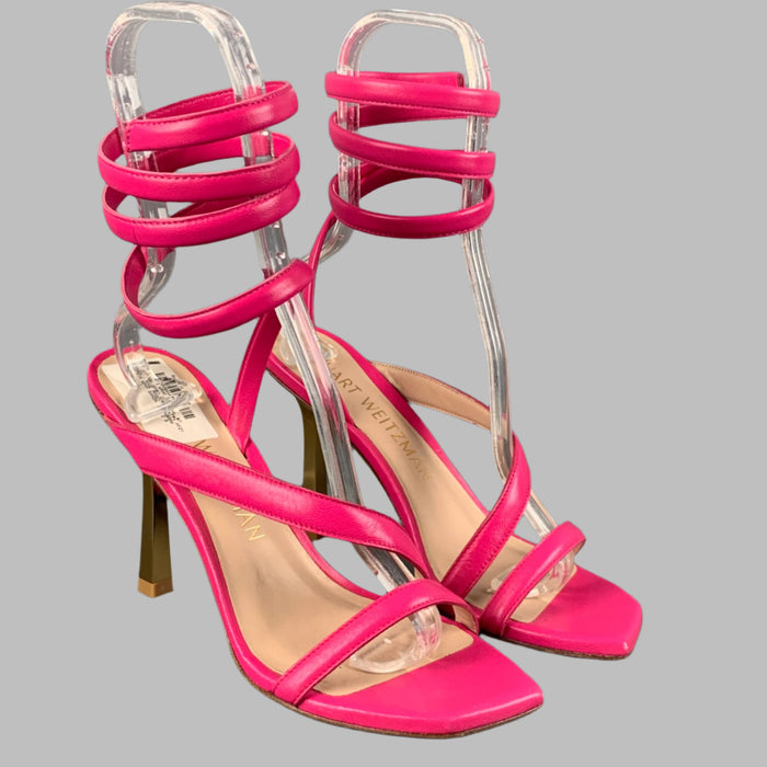 STUART WEITZMAN Sandales à Brides en Cuir Rose Doré Beatrix Taille 9