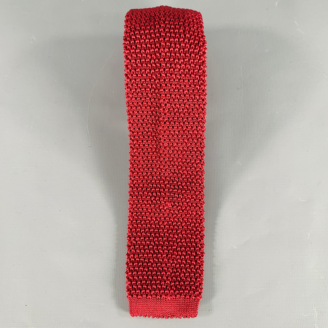 CHARVET Red Silk Knit Tie