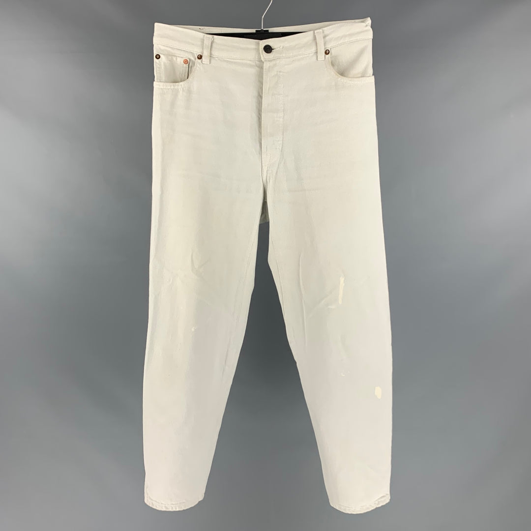 VETEMENTS Size 32 White Light Blue Cotton Button Fly Jeans