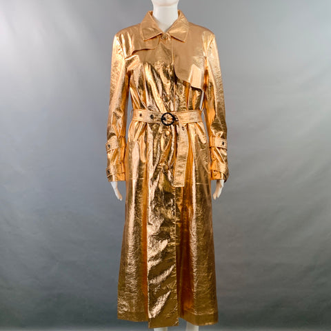 OSMAN LONDON Size 6 Rose Gold Polyester Metallic Belted Coat