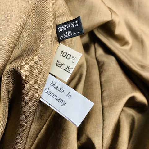 MAXIMILIAN MEERSTEIN Size 8 Brown Gold Silk Fur Trim Belted Coat