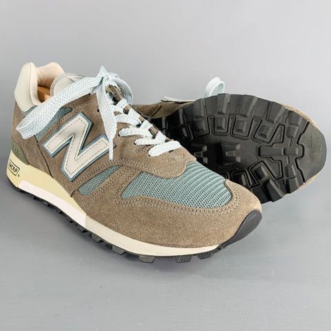 NEW BALANCE Size 9 Grey Blue Mixed Fabrics Suede Mesh Sneakers
