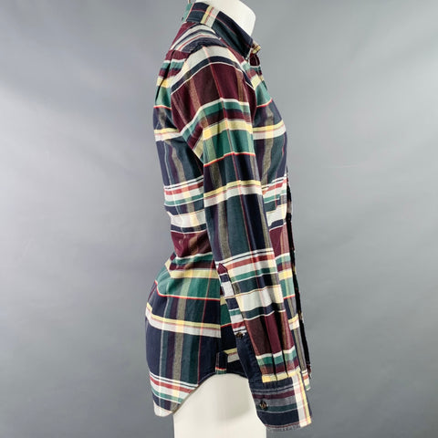 THOM BROWNE Size XS Multi-Color Plaid Cotton One Pocket Long Sleeve Shirt