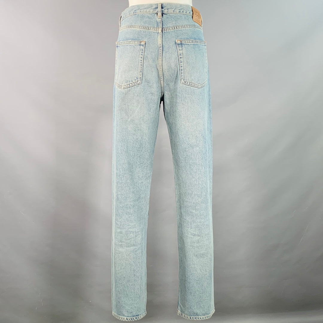 TOTEME Size 28 Light Blue Cotton Denim Twill Distressed Button Fly Jeans