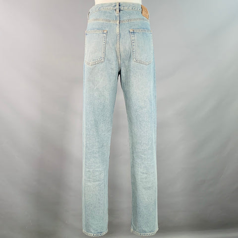 TOTEME Size 28 Light Blue Cotton Denim Twill Distressed Button Fly Jeans