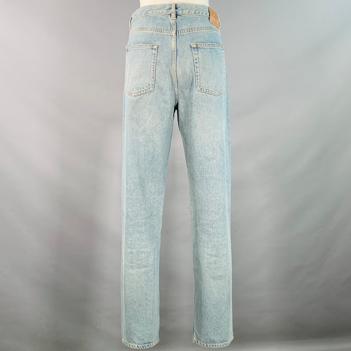 TOTEME Size 28 Light Blue Cotton Denim Twill Distressed Button Fly Jeans
