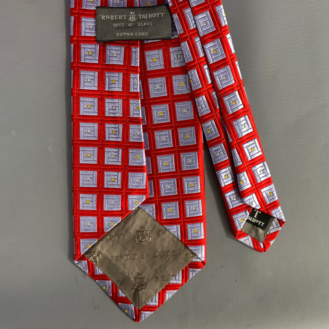 ROBERT TALBOTT Red light blue yellow Geometric Silk Tie