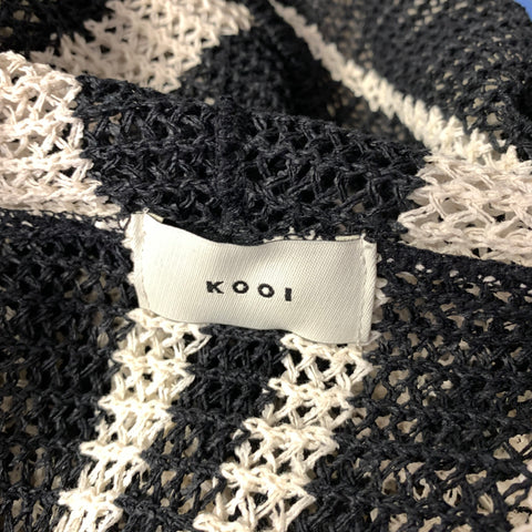 KOOI Size M Cream Black Knit Cotton Blend Zip Sweater