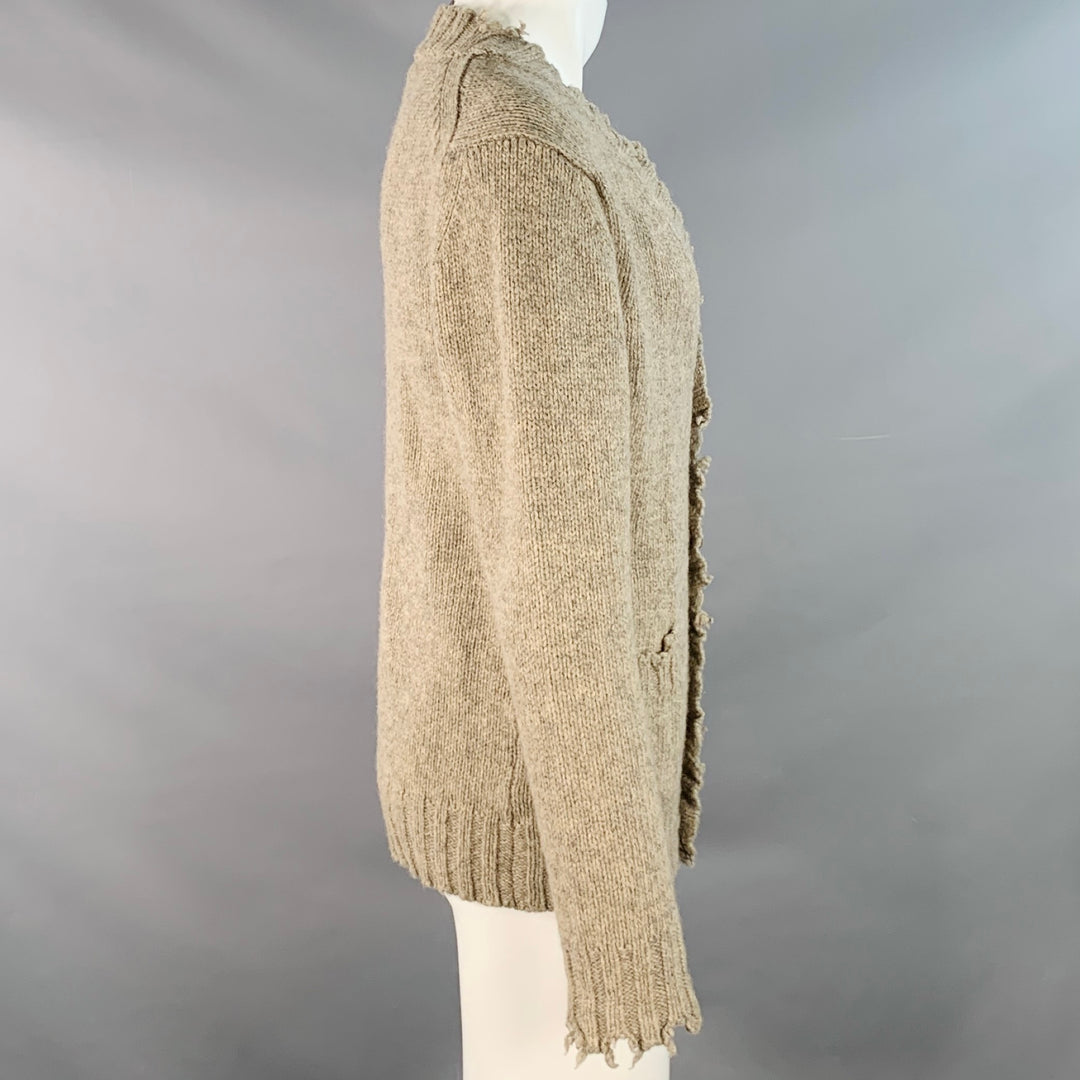 DANIELE ALESSANDRINI Size M Grey Knit Wool Distressed Cardigan