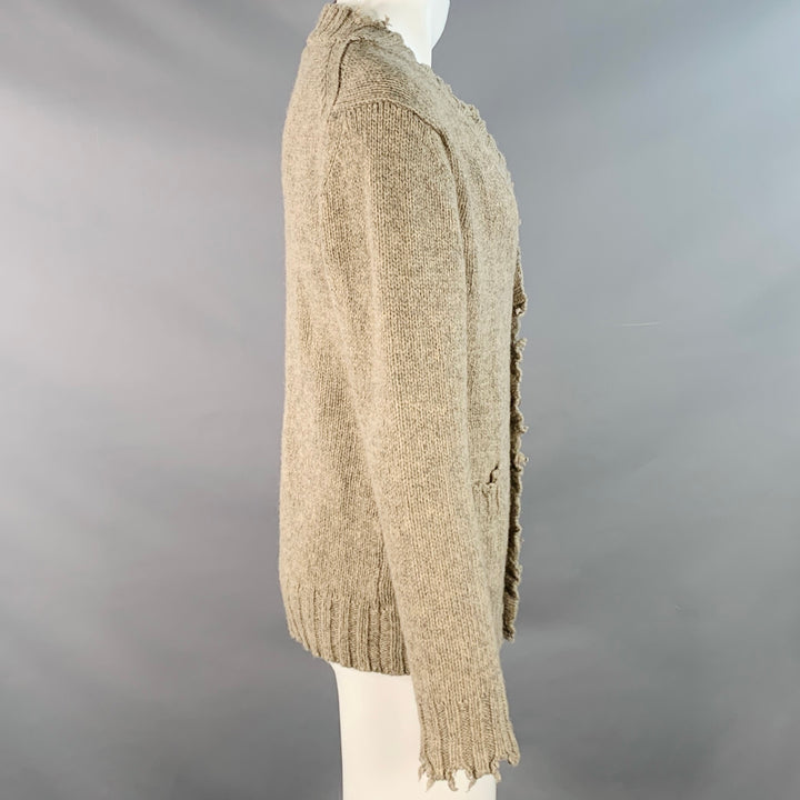 DANIELE ALESSANDRINI Size M Grey Knit Wool Distressed Cardigan