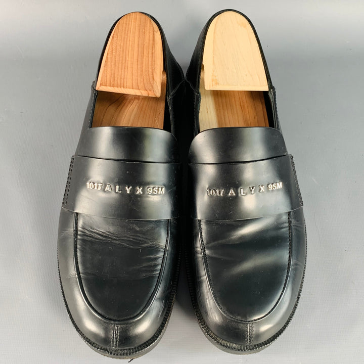 1017 ALYX 9SM Size 8 Black Silver Leather Slip On Loafers
